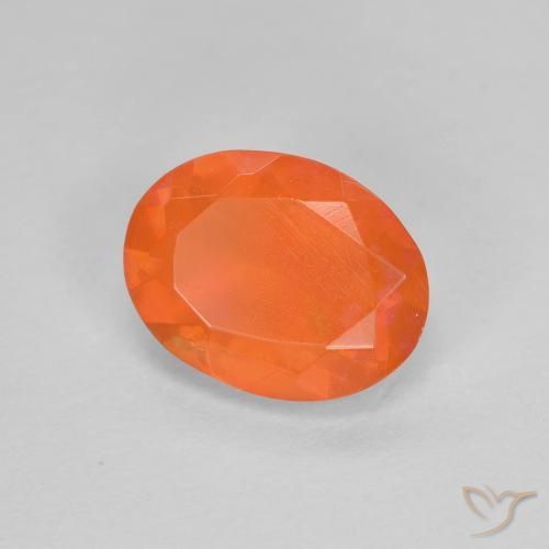 Opale di fuoco Arancione brillante naturale da 0.68 ct, Ovale, Trasparente