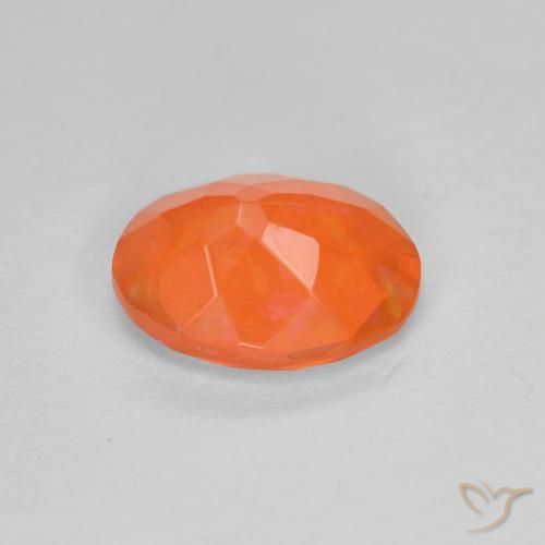 Opale di fuoco Arancione brillante naturale da 0.68 ct, Ovale, Trasparente