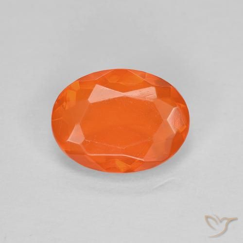 0.67ct Naturale Arancione brillante Opale di fuoco, Ovale, Trasparente