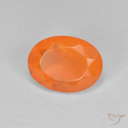 0.83ct Naturale Arancione rossastra Opale di fuoco, Ovale, Traslucido