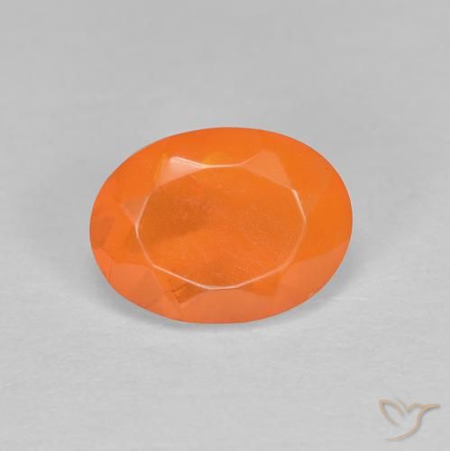 Opale di fuoco Arancione rossastra naturale da 0.83 ct, Ovale, Traslucido