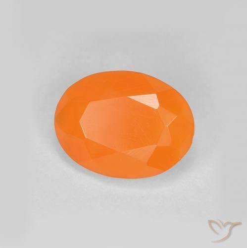 0.70ct Naturale Arancione rossastra Opale di fuoco, Ovale, Traslucido