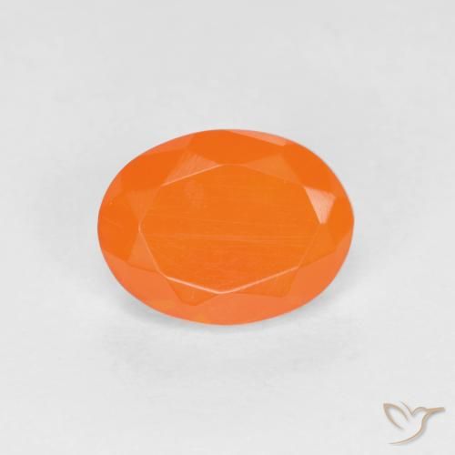 0.76ct Naturale Arancio Intenso Opale di fuoco, Ovale, Traslucido