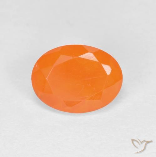 0.70ct Naturale Arancione brillante Opale di fuoco, Ovale, Traslucido