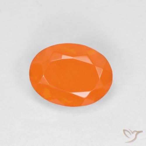 0.61ct Naturale Arancio Intenso Opale di fuoco, Ovale, Traslucido