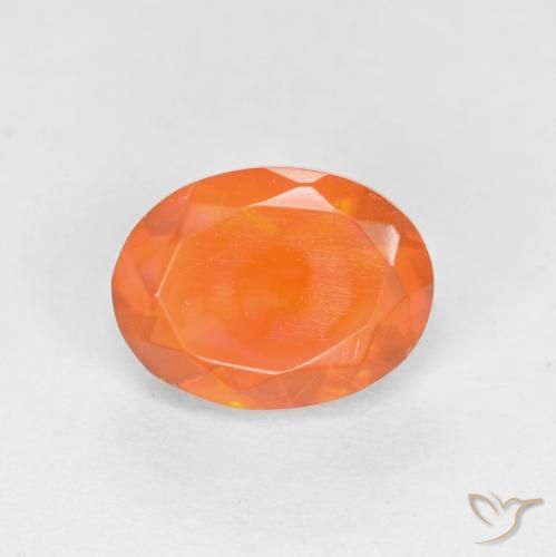 0.58ct Naturale Arancione brillante Opale di fuoco, Ovale, Traslucido