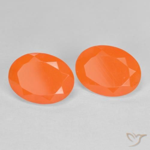 Gemme di Opale di fuoco Arancio Medio naturale da 1.36 ct, Ovale, Traslucido