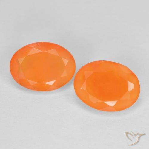 Gemme di Opale di fuoco Albicocca Arancia naturale da 1.35 ct, Ovale, Traslucido