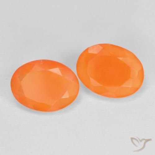 Gemme di Opale di fuoco Albicocca Arancia naturale da 1.35 ct, Ovale, Traslucido