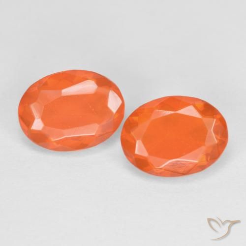 Gemme di Opale di fuoco Arancione brillante naturale da 1.47 ct, Taglio ovale, Traslucido