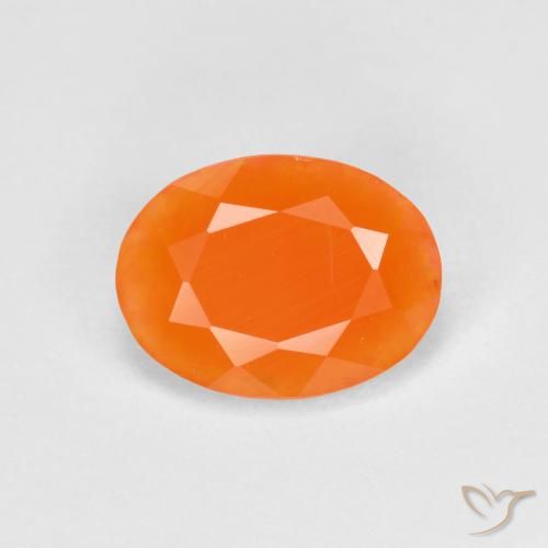Opale di fuoco naturale arancione da 0,68 ct, taglio ovale, traslucido