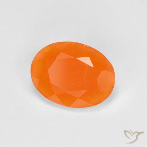 Opale di fuoco naturale arancione da 0,68 ct, taglio ovale, traslucido