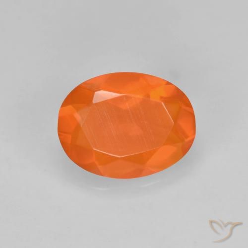 0.65ct Naturale Arancio Medio Opale di fuoco, Ovale, Trasparente