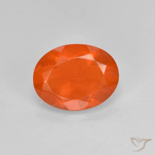 0.65ct Naturale Arancione brillante Opale di fuoco, Ovale, Trasparente