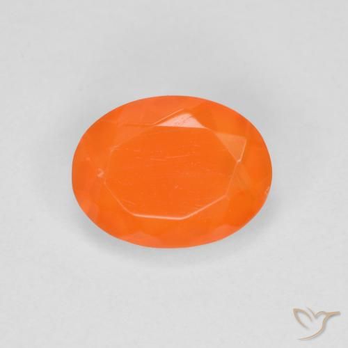 0.70ct Naturale Arancione rossastra Opale di fuoco, Ovale, Trasparente