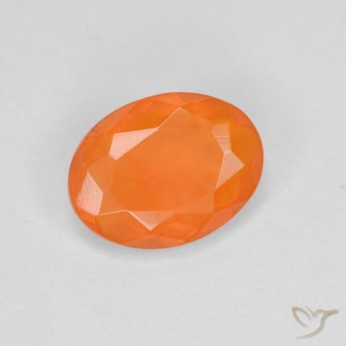 Opale di fuoco Arancio Medio naturale da 0.60 ct, Taglio ovale, Trasparente