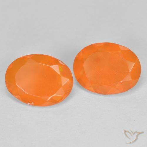 Gemme di Opale di fuoco Arancio Medio naturale da 1.26 ct, Ovale, Trasparente