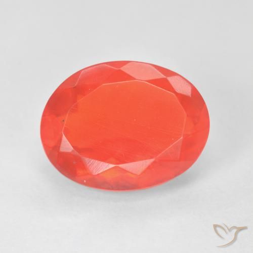 3.17ct Naturale Rosso cremisi brillante-arancione Opale di fuoco, Ovale, Trasparente