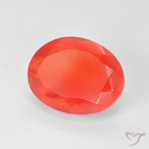 Opale di fuoco Rosso cremisi brillante-arancione naturale da 3.17 ct, Ovale, Trasparente