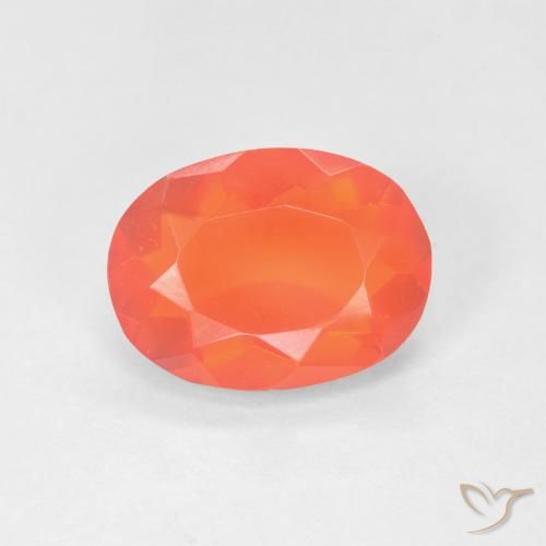 1.32ct Naturale Arancione brillante Opale di fuoco, Ovale, Trasparente