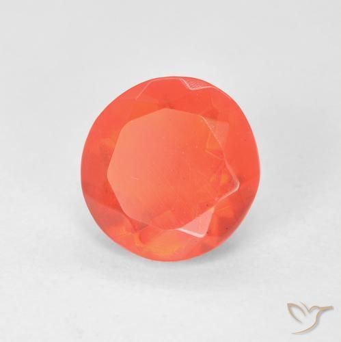 Opale di fuoco Arancione brillante naturale da 1.26 ct, Taglio rotondo, Trasparente
