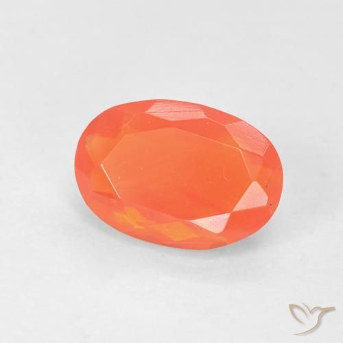 0.74ct Naturale Arancione brillante Opale di fuoco, Ovale, Trasparente