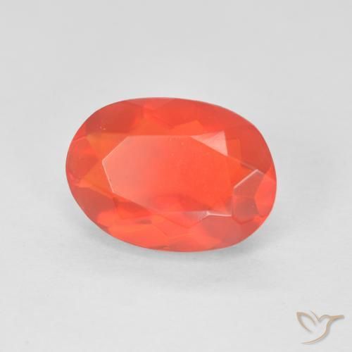 Opale di fuoco Rosso medio naturale da 2.00 ct, Taglio ovale, Trasparente