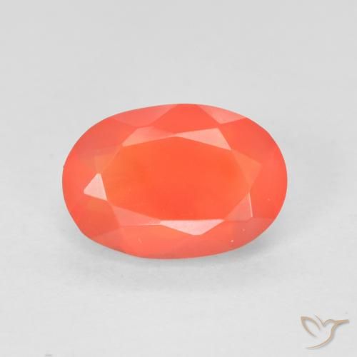 1.30ct Naturale Rosso cremisi brillante-arancione Opale di fuoco, Ovale, Trasparente