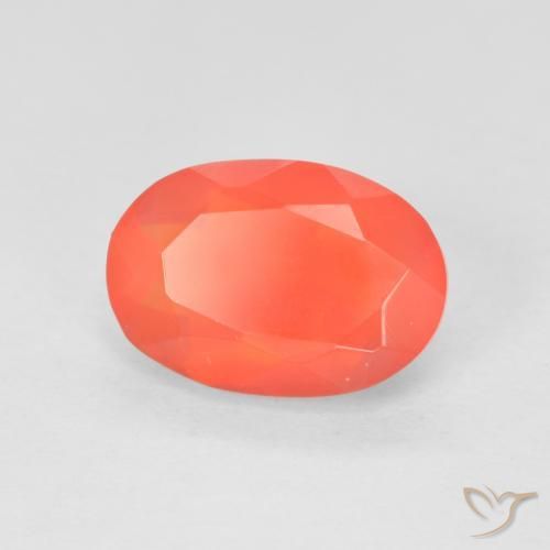 Opale di fuoco Rosso cremisi brillante-arancione naturale da 1.30 ct, Ovale, Trasparente