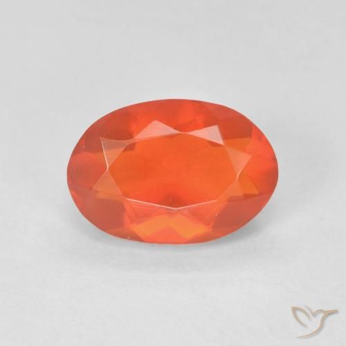 1.13ct Naturale Arancio Medio Opale di fuoco, Ovale, Trasparente