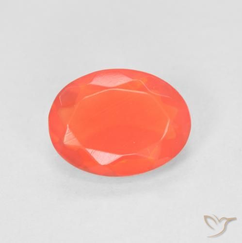 0.79ct Naturale Rosso Arancio Intenso Opale di fuoco, Ovale, Trasparente
