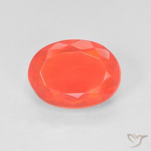 1.84ct Naturale Rosso Arancio Intenso Opale di fuoco, Ovale, Trasparente