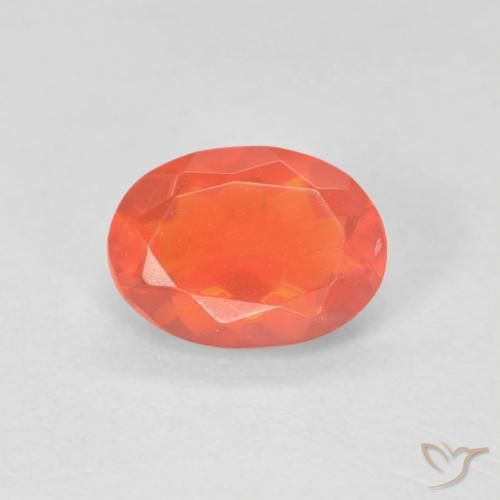 0.57ct Naturale Arancio scuro rossastro Opale di fuoco, Ovale, Trasparente