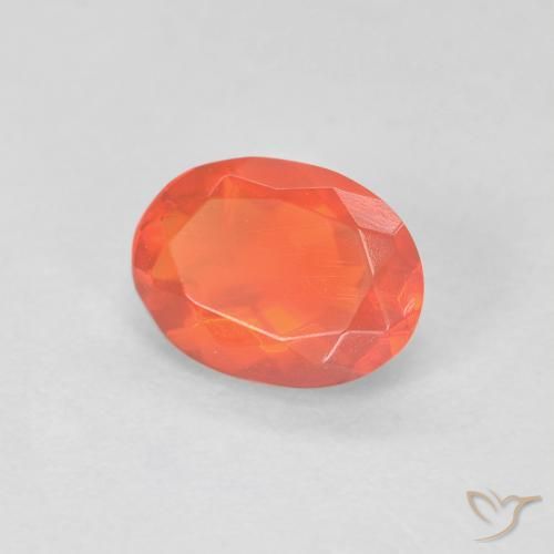 Opale di fuoco Arancio scuro rossastro naturale da 0.57 ct, Ovale, Trasparente