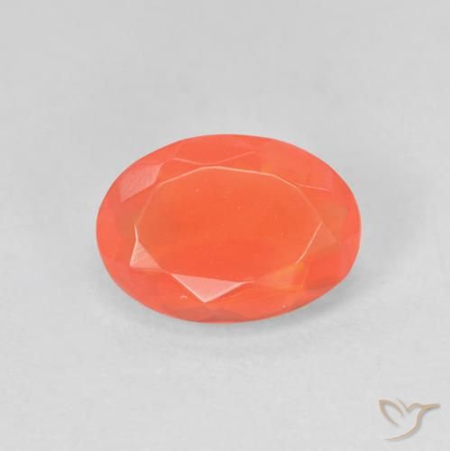 0.88ct Naturale Arancione brillante Opale di fuoco, Ovale, Trasparente