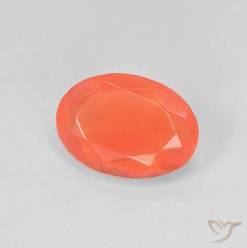 Opale di fuoco Arancione brillante naturale da 0.88 ct, Ovale, Trasparente