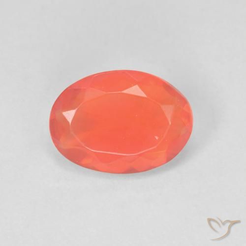 1.02ct Naturale Arancione brillante Opale di fuoco, Ovale, Trasparente