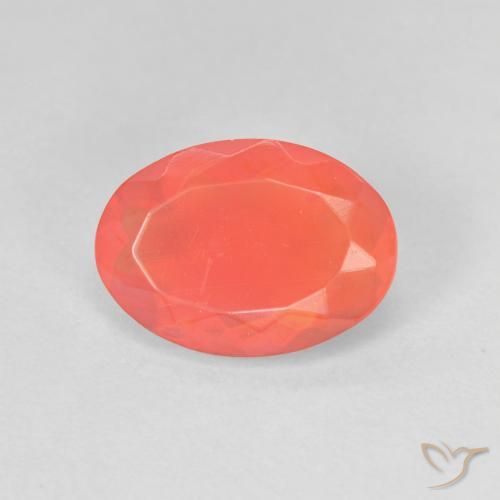 1.58ct Naturale Arancione brillante Opale di fuoco, Ovale, Trasparente