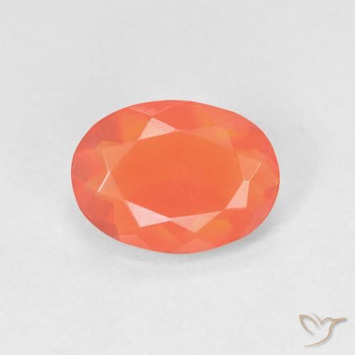 1.00ct Naturale Arancione brillante Opale di fuoco, Ovale, Trasparente