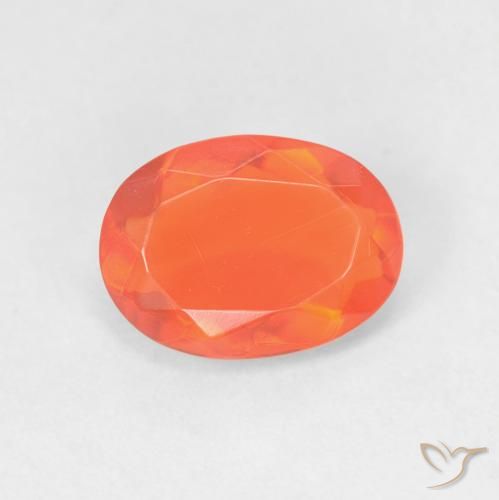 0.79ct Naturale Arancione brillante Opale di fuoco, Ovale, Trasparente