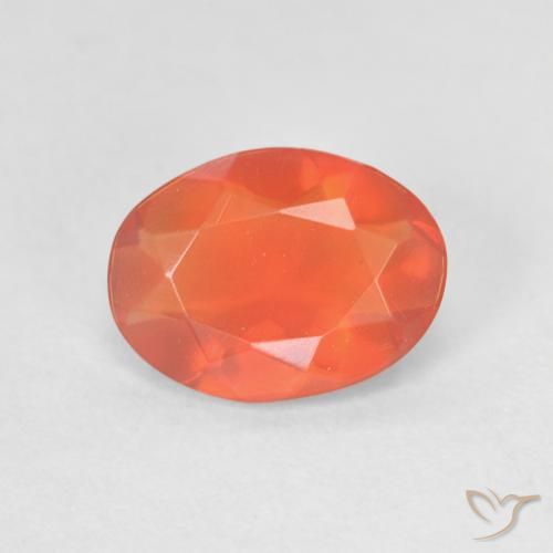 0.87ct Naturale Arancione brillante Opale di fuoco, Ovale, Trasparente