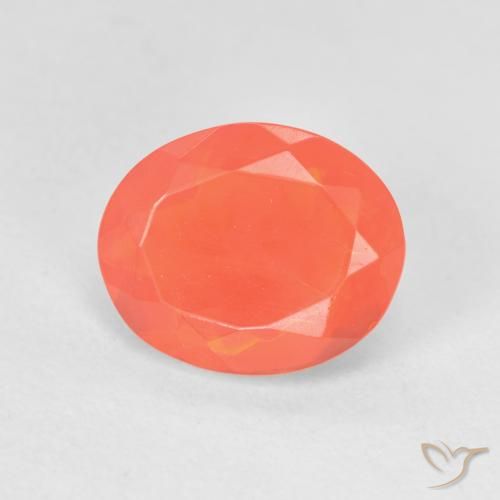 1.62ct Naturale Arancione brillante Opale di fuoco, Ovale, Trasparente