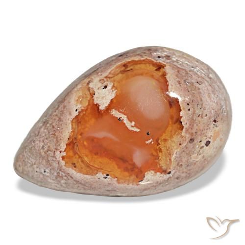 Opale di fuoco naturale multicolore da 8,64 ct, taglio a pera, opaco