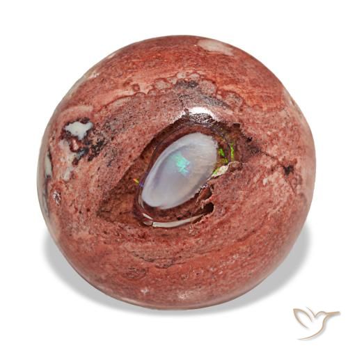 Opale di fuoco naturale multicolore da 9,08 ct, taglio rotondo, opaco