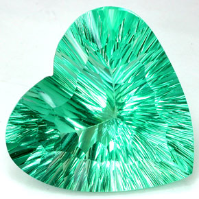 Fluorite naturale verde da 93,66 ct, a forma di cuore, IF