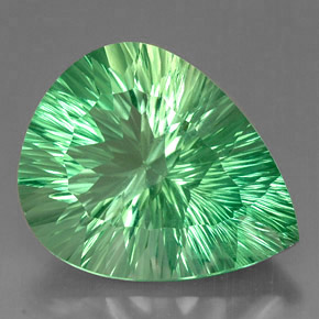 Fluorite naturale verde da 37,71 ct, taglio a pera, VVS