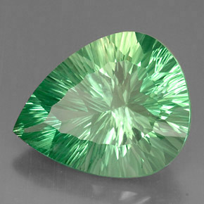 Fluorite naturale verde da 37,71 ct, taglio a pera, VVS