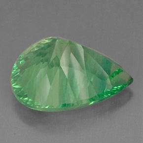 Fluorite naturale verde da 37,71 ct, taglio a pera, VVS