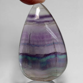 Fluorite naturale multicolore da 59,58 ct, taglio a pera, trasparente