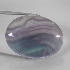 Fluorite naturale multicolore da 52,83 ct, taglio ovale, trasparente